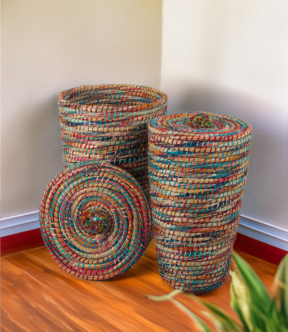 Kaisa Dyed Swirl Baskets - Set of 2