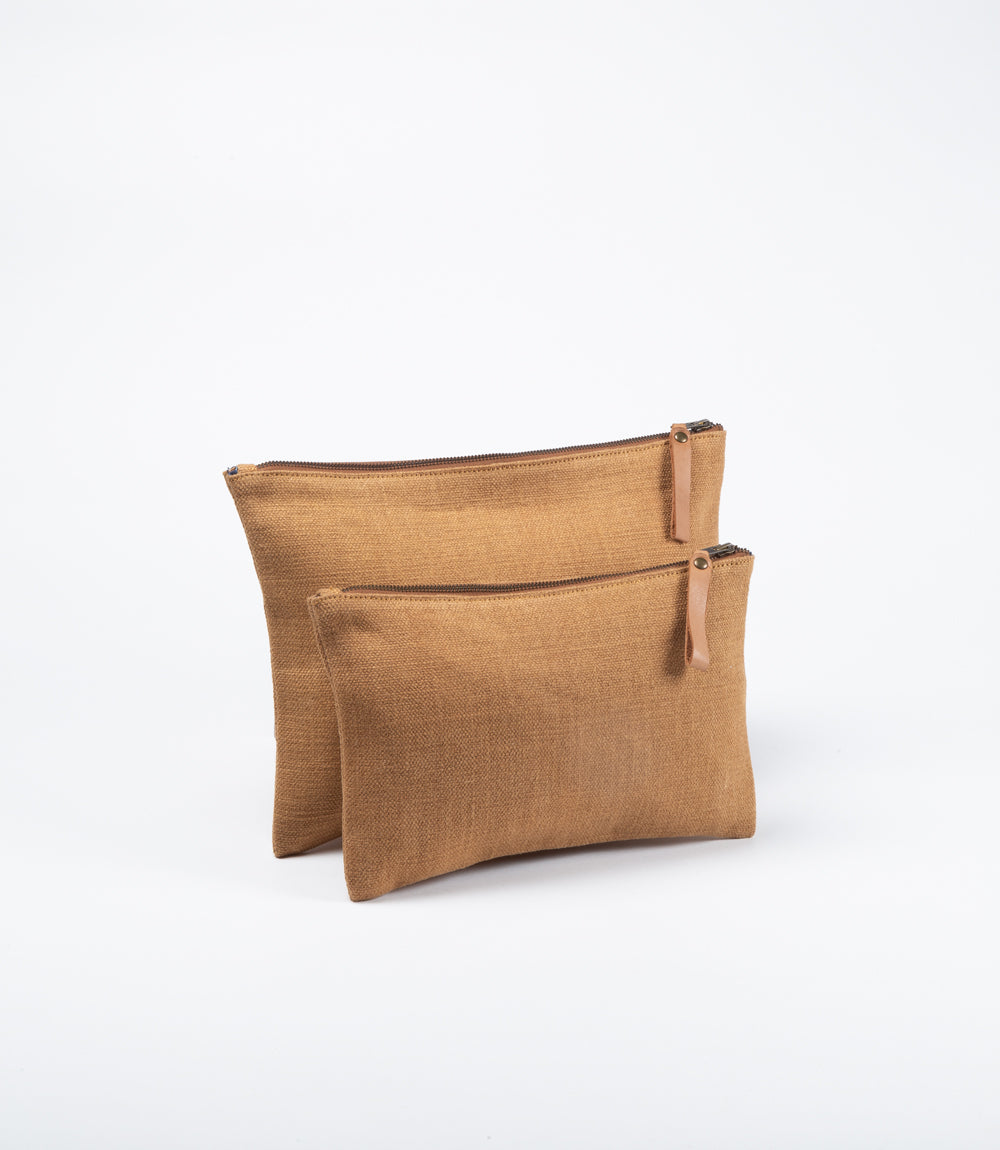 Woven Waxed Jute - Storage or Tablet Sleeve - Check Pattern Inner Lining