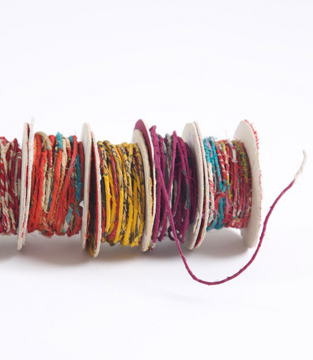 Upcycled Saree Wrapped Wire - Paper Reel, Assorted Colours, 10m