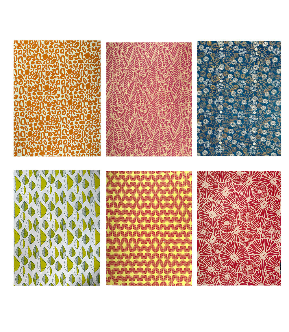 Jute Paper - Pack of 18, 3 each of 6 designs.