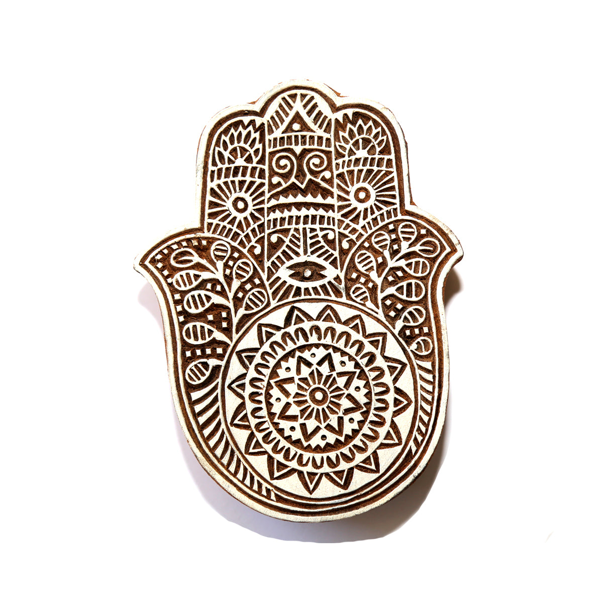 Hamsa Intricate Large Wood Print Block