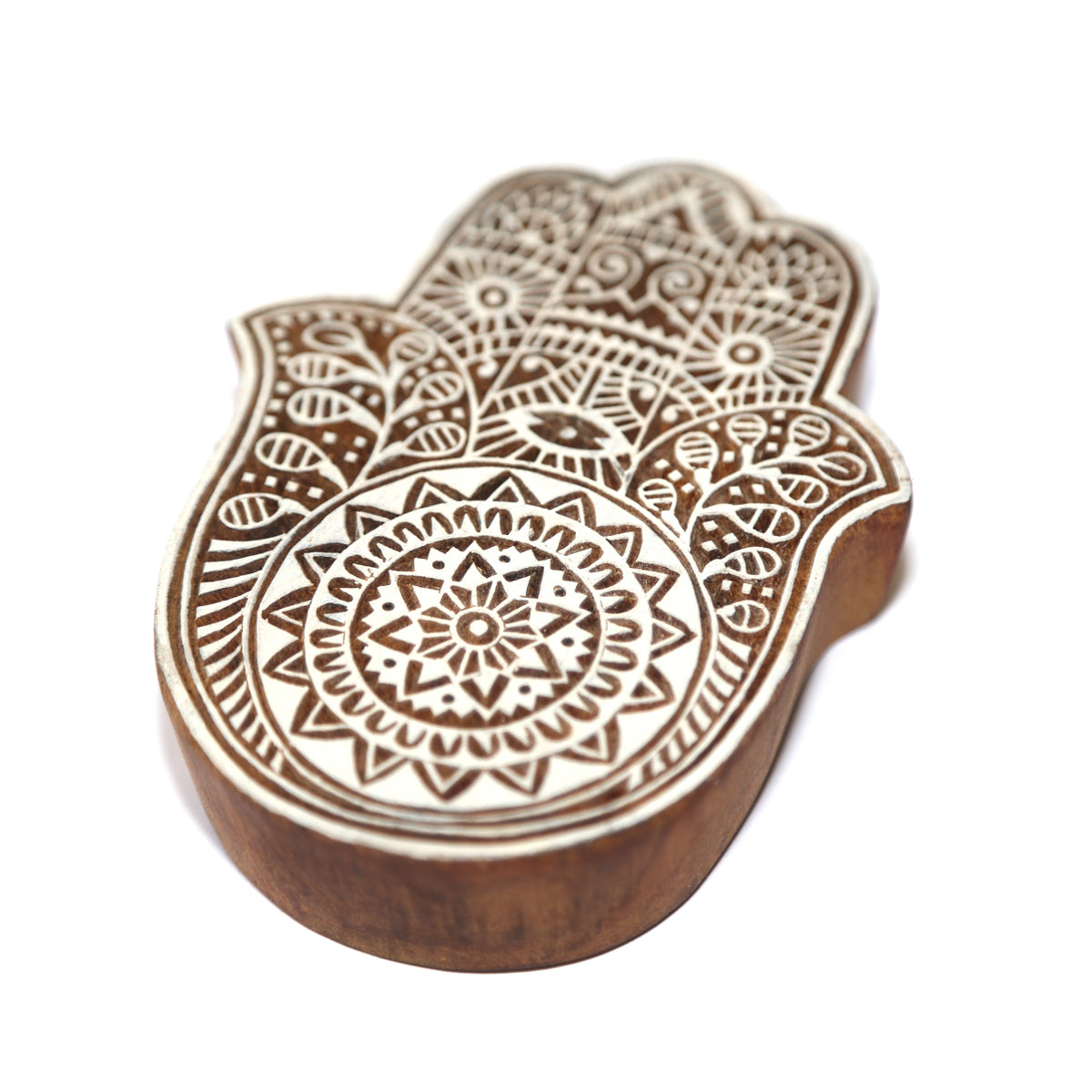 Hamsa Intricate Large Wood Print Block