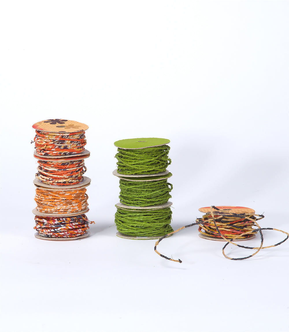 Upcycled Saree Wrapped Wire - Paper Reel, Assorted Colours, 10m